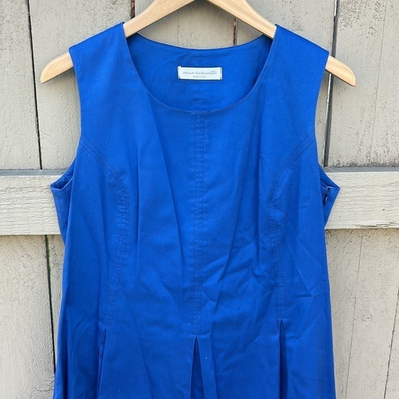 Anna Seravalli Dress Made in Italy Cotton Casual Contemporary Italian Blue Sz L - Picture 2 of 5
